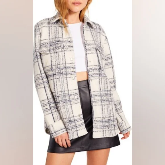 BB DAKOTA Plaid Button Down LONG SLEEVE WOMEN'S TOP Shirt Jacket Cardigan - Picture 12 of 12